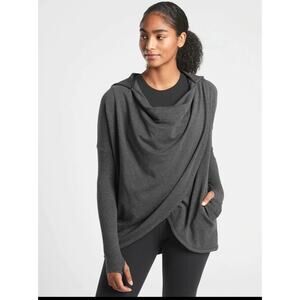 Athleta Purana Wrap Sweatshirt, Charcoal Gray Heather, XS